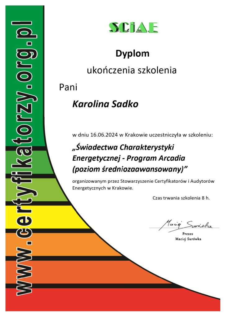 Dyplom SCiAE Karolina Sadko